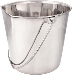  Pail - 5.676 Litre Stainless Steel with one flat side (6 qtr) No Hanging Hook