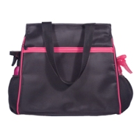 City Lights Metro Tote Bag with Compartments Black Trimmed with Pink 